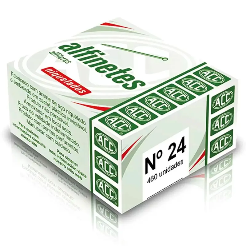 Alfinete-De-Costura-N-24-Aço-Niquelado-50g-C-460-Unid-ACC Alfinete De Costura N.24 Aço Niquelado 50g C/460 Un - ACC - Imagem 1