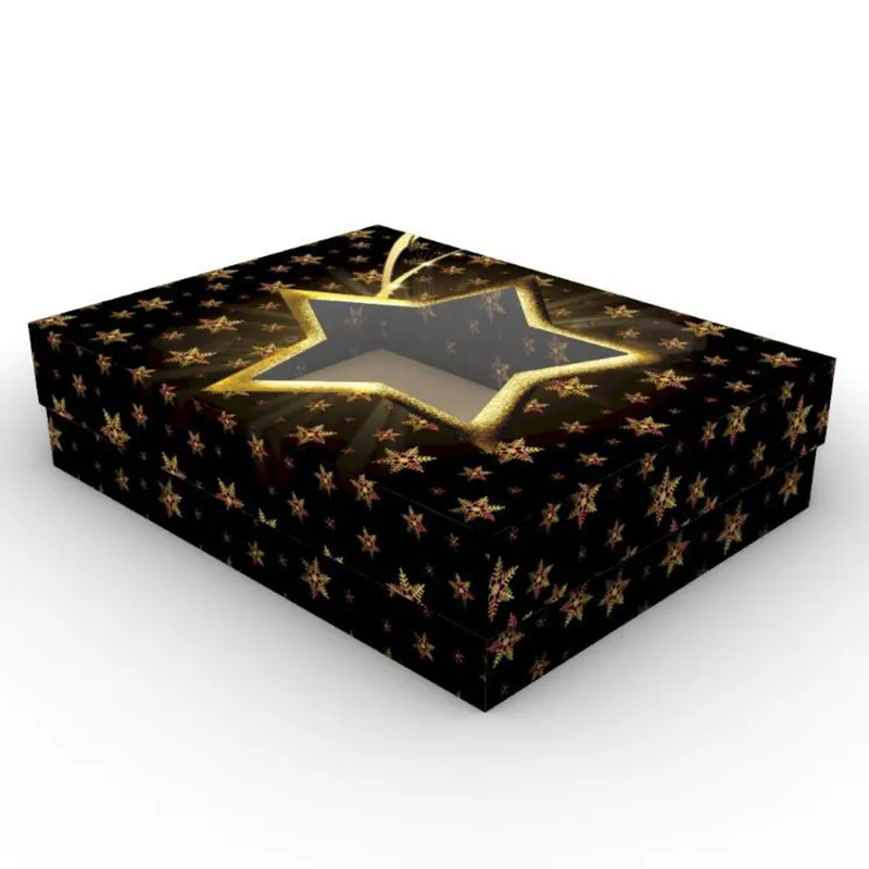 Caixa-Presente-M-Estrela-Com-Visor-22x28x7cm Caixa Presente M Estrela Com Visor (22x28x7cm) - Imagem 1