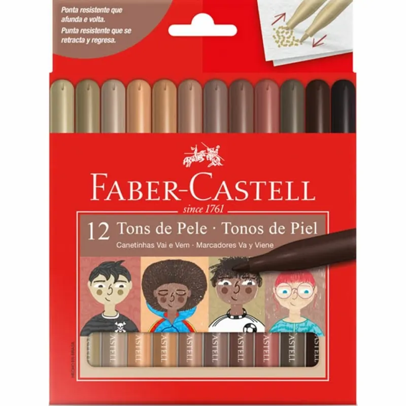 Canetinhas-Vai-e-Vem-Tons-De-Pele-12-Cores-Faber-Castell Canetinhas Vai e Vem Tons De Pele 12 Cores - Faber-Castell - Imagem 1