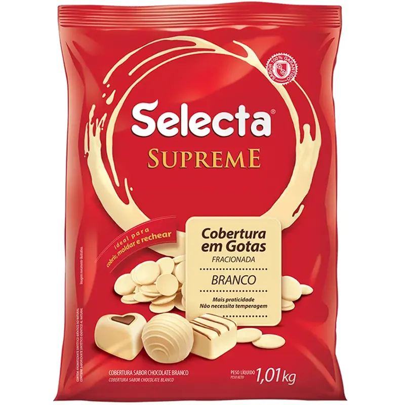 Cobertura-De-Chocolate-Gotas-Branco-1-01-kg-Selecta-Supreme-2 Cobertura De Chocolate Gotas Branco 1,01kg Supreme - Selecta - Imagem 1