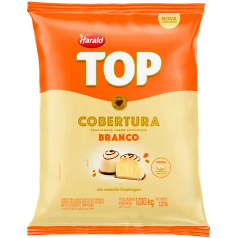 Cobertura-Gotas-De-Chocolate-Top-Branco-1-010-kg-Harald Cobertura Gotas De Chocolate Top Branco 1,010kg - Harald - Imagem 1
