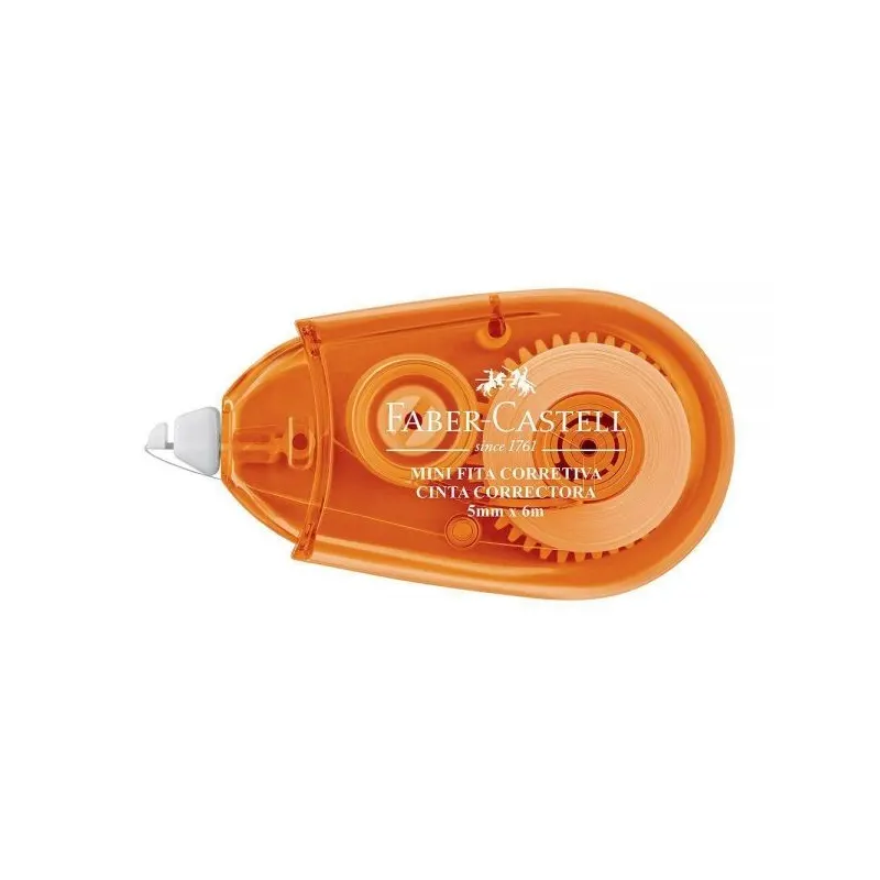 Corretivo-Fita-5mm-x-6m-Mini-Faber-Castell-Laranja Mini Corretivo em Fita Faber-Castell 5mm x 6m - Imagem 1