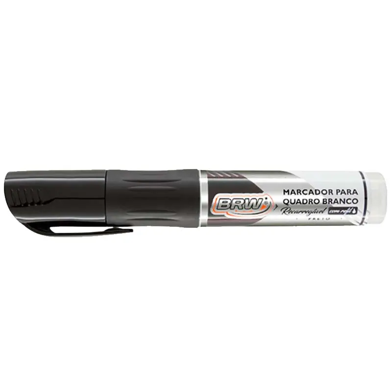 Marcador-Quadro-Branco-Recarregavel-Com-Refil-Brw-Preto Marcador Quadro Branco Recarregável Com Refil - Brw - Imagem 1