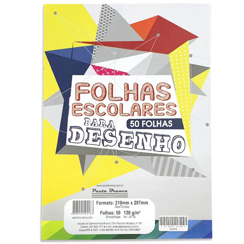 Papel-A4-Desenho-120g-m2-Branco-C-50-Folhas-Pauta-Branca Papel A4 Desenho 120g/m² Branco 50 Folhas - Pauta Branca - Imagem 1