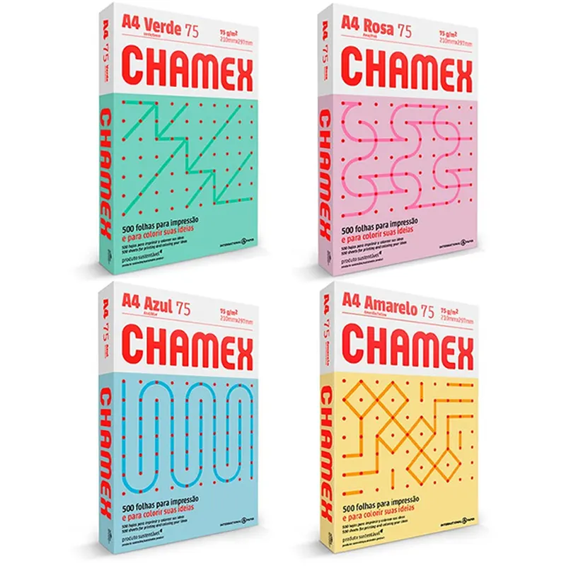Papel-Sulfite-A4-75g-m2-Cores-500-Folhas-Chamex Papel Sulfite A4 75g/m² Colorido 500 Folhas - Chamex - Imagem 1