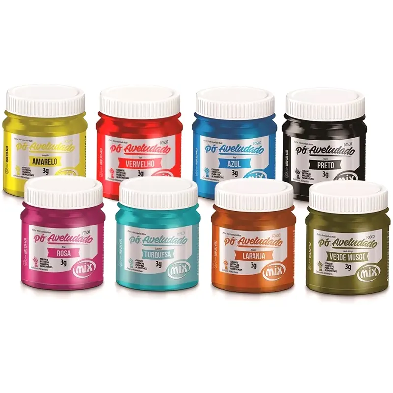 Po-Aveludado-Fosco-Corante-Alimenticio-3g-Varias-Cores-Mix Pó Aveludado Fosco Corante Alimentício 3g Várias Cores - Mix - Imagem 1