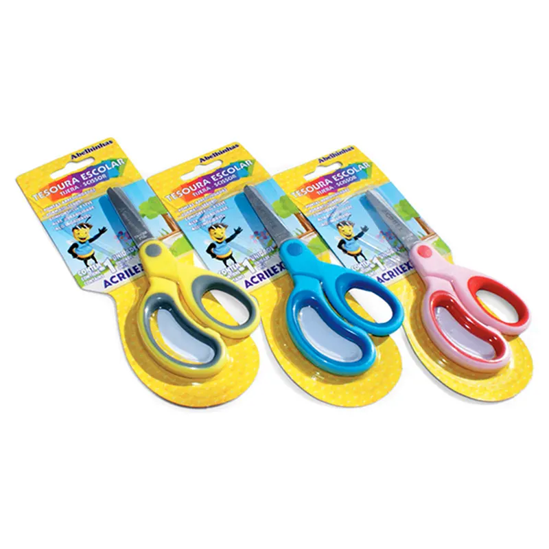 Tesoura-Escolar-Bicolor-Acrilex Tesoura Escolar Bicolor Aço Inoxidável - Acrilex - Imagem 1