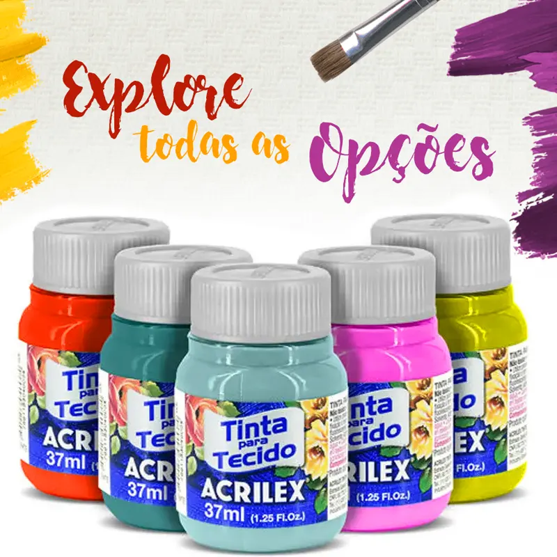 Tinta-De-Tecido-Fosca-37-ml-Acrilex-explore-todas-as-opcoes Tinta De Tecido Fosca 37ml - Acrilex - Imagem 1