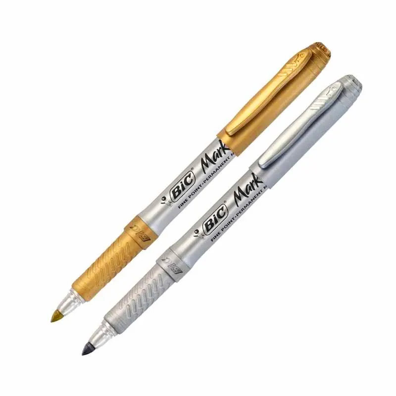 Kit 2 Marcador Permanente Dourado e Prata Bic Marking - Imagem 2