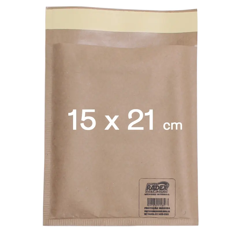 Envelope-Bolha-Papel-Kraft-Post-Bolha-N-4-15-x-21-cm-Radex Envelope Bolha Papel Kraft Post Bolha N.4 (15x21cm) - Radex - Imagem 1