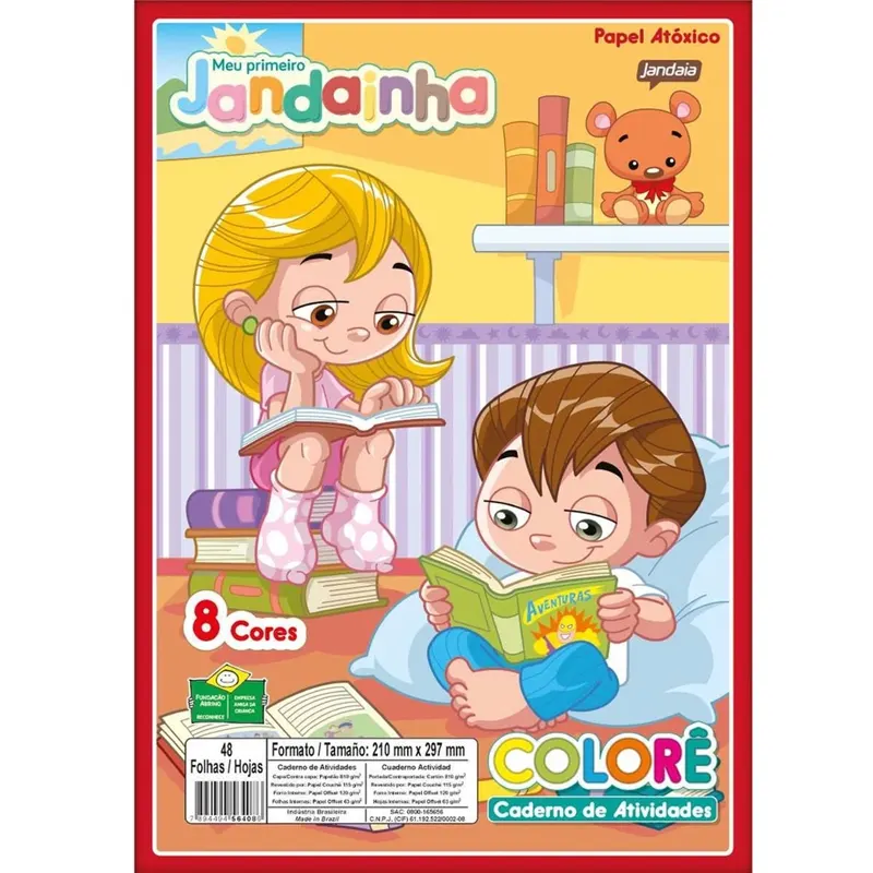 Meu-Primeiro-Cardeno-Para-Colorir-8-Cores-Com-48-Folhas-Jandainha Meu Primeiro Caderno P/Colorir 8 Cores 75g/m² 48 Folhas - Jandainha - Imagem 1
