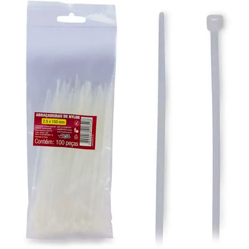 abracadeira-nylon-branca-25x150mm-c-100-unid-force-line-10549 Abraçadeira Nylon Branca 2,5x150mm C/100 Unidades - Force Line - Imagem 1