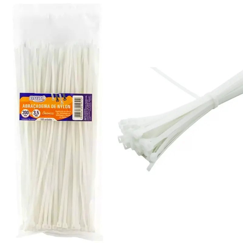 abracadeiras-de-nylon-35x200mm-branca-c-100-unid-brw-14777 100 Abraçadeiras De Nylon 3,5x200mm Branca - Brw - Imagem 1