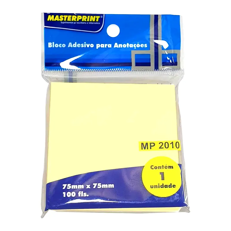 bloco-adesivo-75x75mm-c-100-folhas-varias-cores-masterprint-19005-amarelo Bloco Adesivo (75x75mm) 100 Folhas Várias Cores - Masterprint - Imagem 1