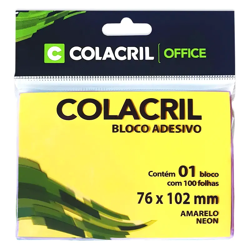 bloco-adesivo-neon-76x102mm-c-100-folhas-colacril-18293-amarelo Bloco Adesivo Neon 76x102mm C/100 Folhas - Colacril - Imagem 1