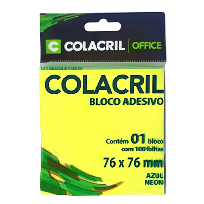 bloco-adesivo-neon-76x76mm-c-100-folhas-colacril-18292-amarelo Bloco Adesivo Neon 76x76mm C/100 Folhas - Colacril - Imagem 1
