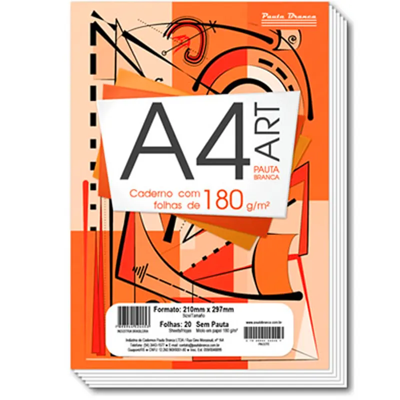 bloco-desenho-a4-180g-m2-c-20-folhas-pauta-branca-9315 Bloco de Desenho A4 180g/m² Branco 20 Folhas - Pauta Branca - Imagem 1
