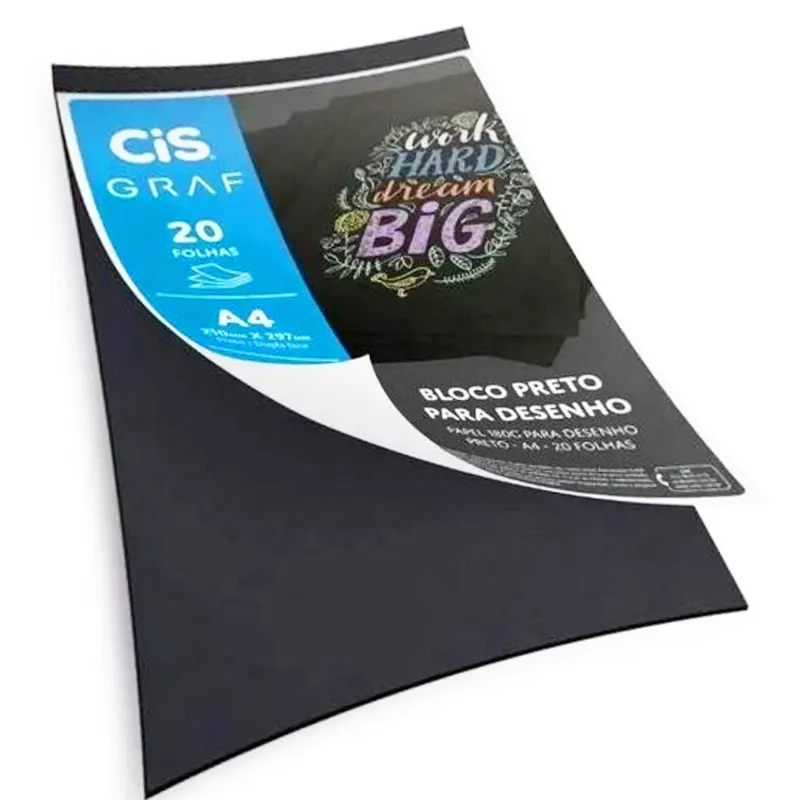 bloco-desenho-a4-180g-m2-preto-c-20-folhas-cis-6506 Bloco Desenho A4 180g/m² Preto 20 Folhas - CiS - Imagem 1