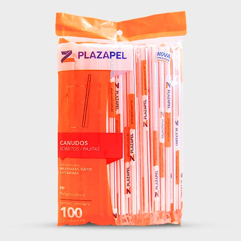 canudo-vitamina-branco-c-listra-com-sache-c-100-unid-plazapel-4809 Canudo Plást Vitamina Sache 100 Un Branco C/Listra - Plazapel - Imagem 1