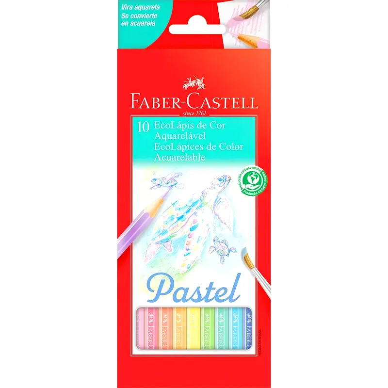 ecolapis-de-cor-aquarelavel-10-cores-pincel-faber-castell-7495-1 EcoLápis De Cor Aquarelável 10 Cores +Pincel - Faber-Castell - Imagem 1