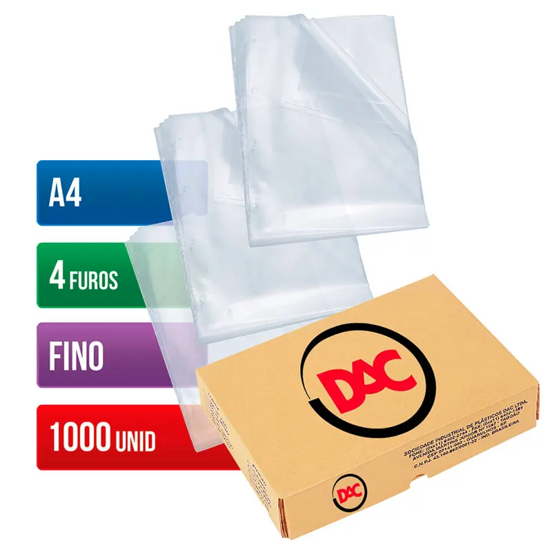 envelope-plastico-a4-4-furos-fino-dac-cx-c-1000-unidades-8494 Caixa C/1000 Envelopes Plásticos A4 4 Furos Fino - Dac - Imagem 1