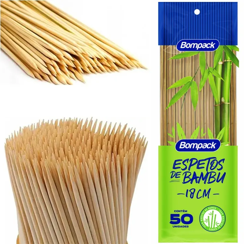 espeto-de-bambu-18cm-c-50-unidades-bompack-18101 Espeto De Bambu 18cm C/50 Unidades - Bompack - Imagem 1