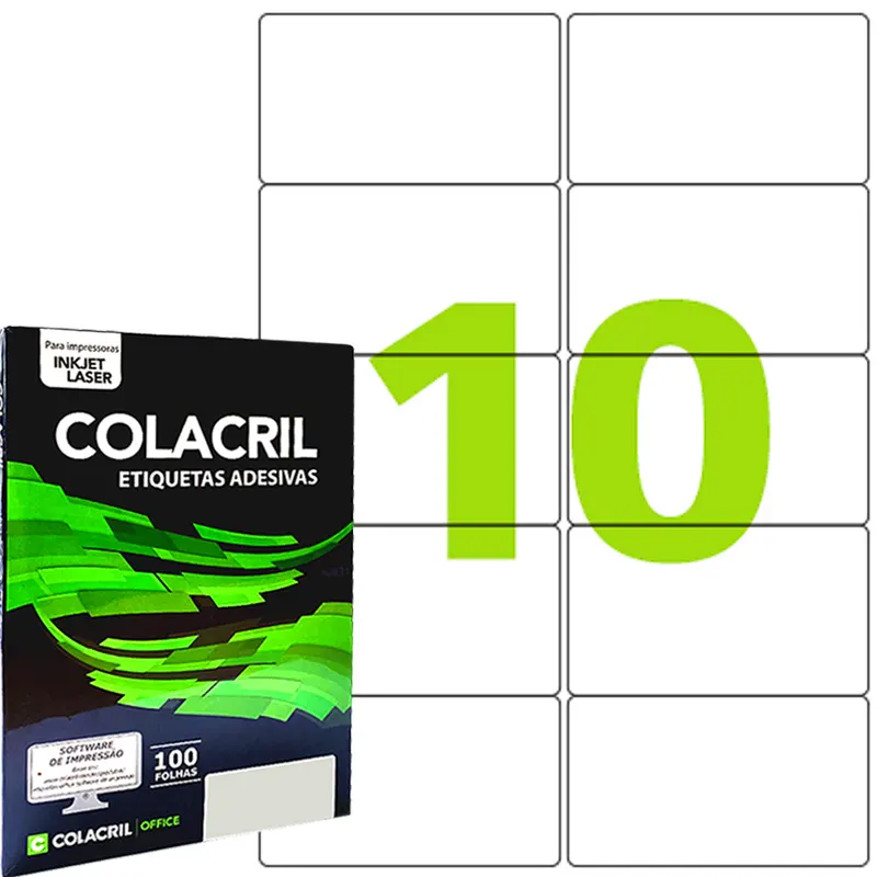 etiqueta-adesiva-a4-ca4350-1000-etiquetas-99x558mm-colacril-17020 Etiqueta Adesiva A4 CA4350 1000 Etiquetas 99x55,8mm - Colacril - Imagem 1