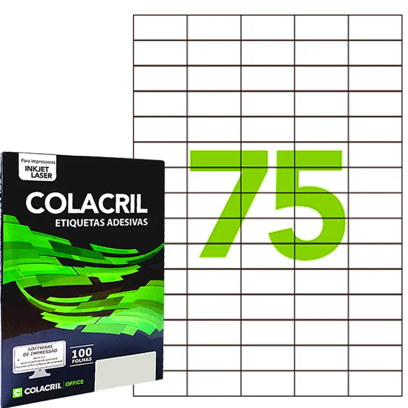 etiqueta-adesiva-a4-colacril-ca4371-7500-etiquetas-42x198mm-12481 Etiqueta Adesiva A4 Colacril CA4371 7500 Etiquetas 42x19,8mm - Imagem 1