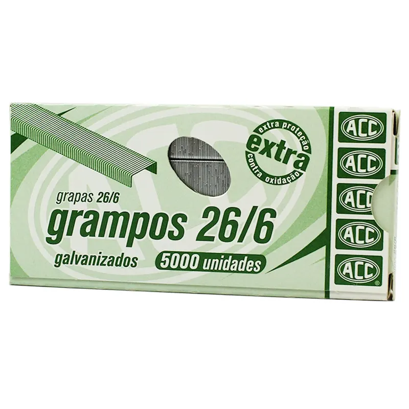 grampo-grampeador-26-6-galvanizado-c-5000-unid-acc Grampo Grampeador 26/6 Galvanizado C/5000 Unidades - ACC - Imagem 1