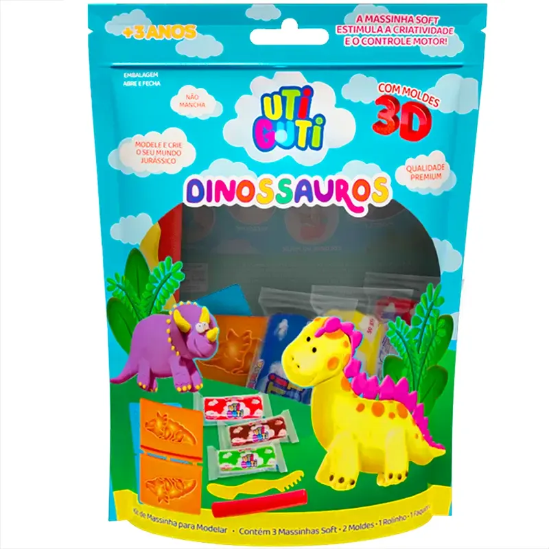 kit-massinha-de-modelar-dinossauros-uti-guti-6434-2 Kit Massinha De Modelar Dinossauros - Uti Guti - Imagem 1
