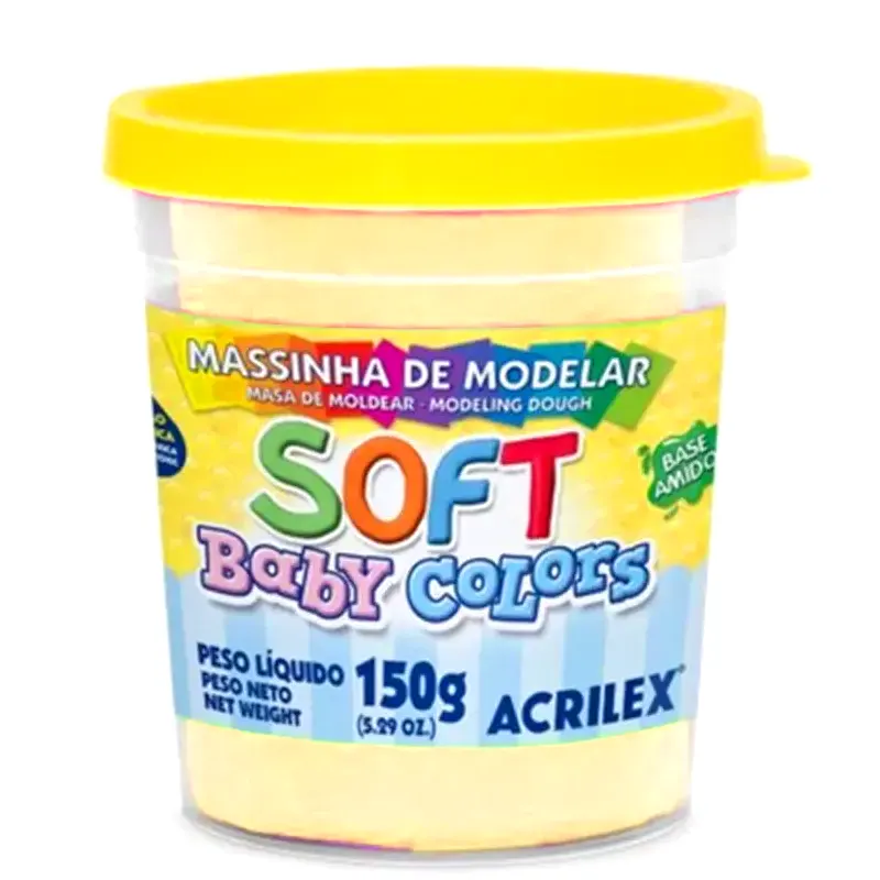 massinha-de-modelar-soft-baby-colors-pote-150g-acrilex-17634-amarelo-bebe Massinha De Modelar Soft Baby Colors Pote 150g - Acrilex - Imagem 1