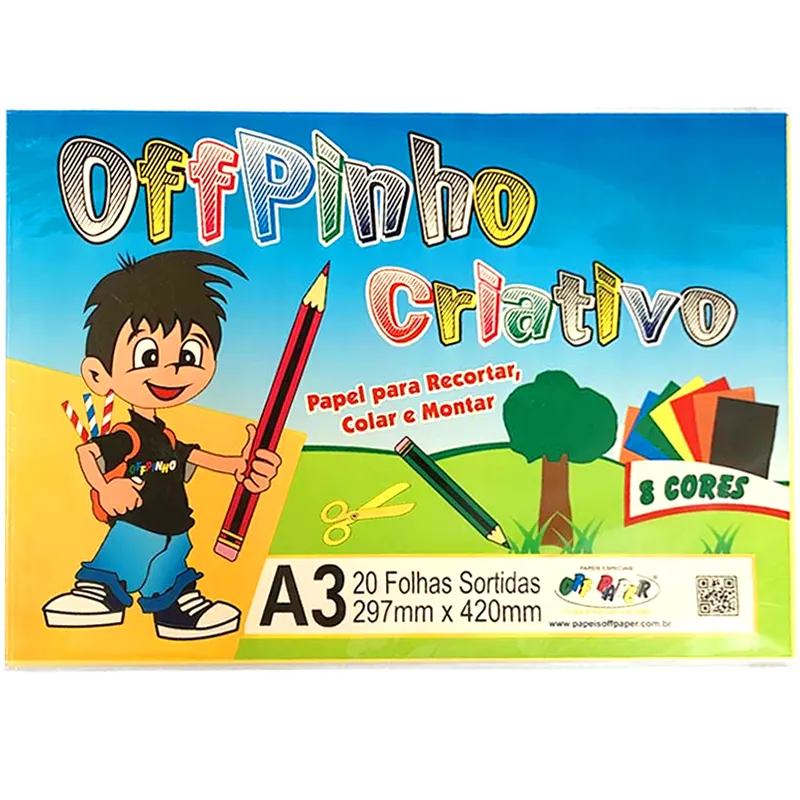papel-a3-criativo-offpinho-120g-m2-8-cores-c-20-folhas-off-paper-11606 Papel Criativo A3 Offpinho 8 Cores 20 Folhas (120g/m²) - Off Paper - Imagem 1