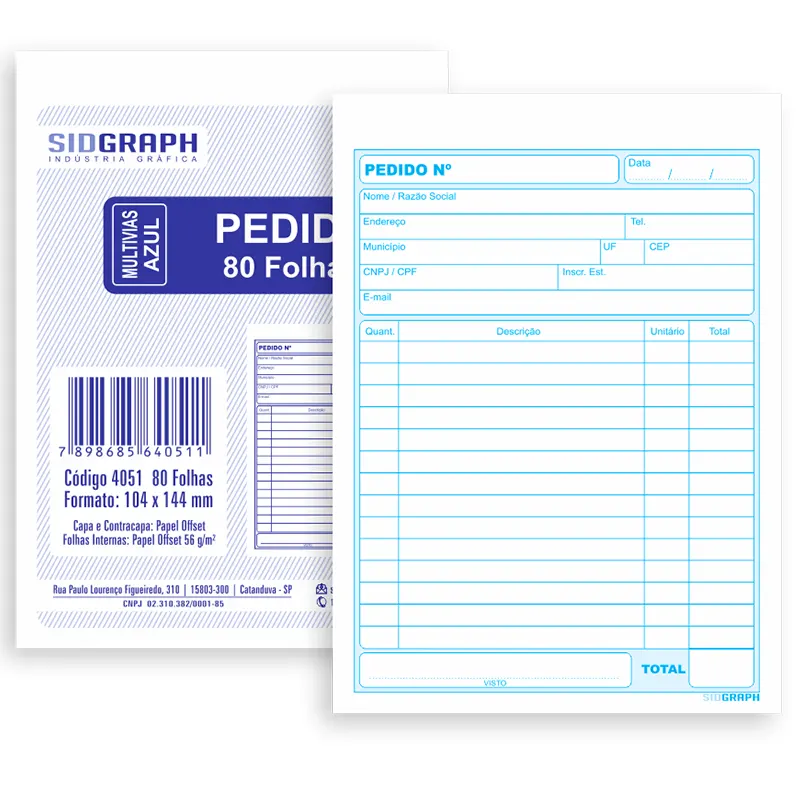pedido 80 folhas Pedido Multivias (144x208mm) 50 Folhas - Sidgraph - Imagem 1