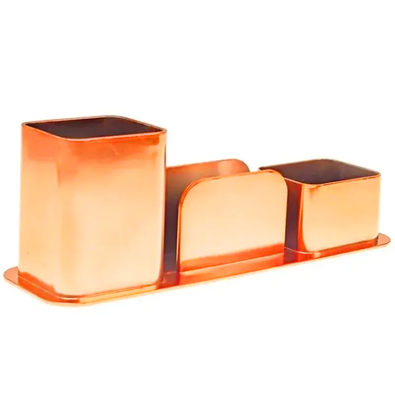 porta-canetas-triplo-metalizado-dello-rose-gold-10564 Porta Canetas Triplo Metalizado Rose Gold - Dello - Imagem 1