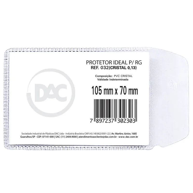 protetor-de-documento-multiuso-com-aba-105mm-x-70mm-dac-11740 Protetor De RG Documento Multiuso Com Aba 105x70mm - DAC - Imagem 1