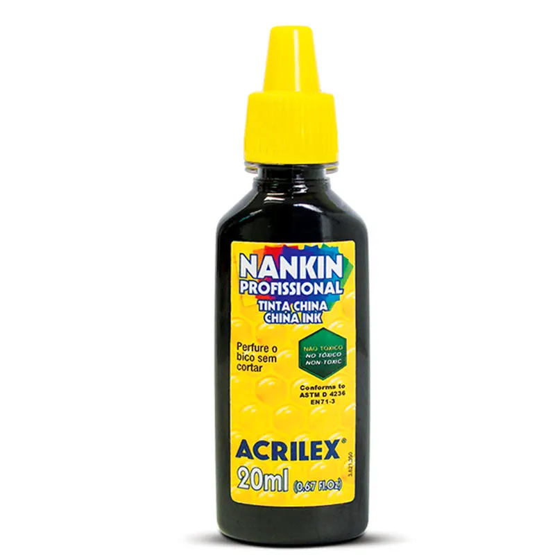 tinta-nankin-profissional-preta-20ml-acrilex-6660 Tinta Nankin Profissional Preta 20ml - Acrilex - Imagem 1