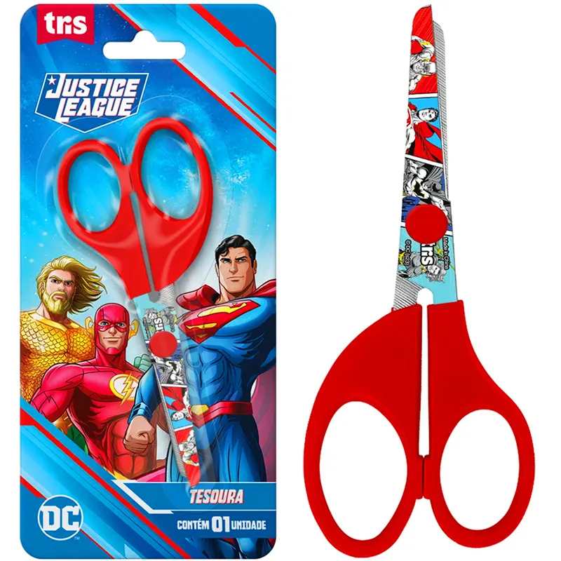 Tesoura-Escolar-Liga-Da-Justiça-13cm-Tris Tesoura Escolar Liga Da Justiça 13cm - Tris - Imagem 1