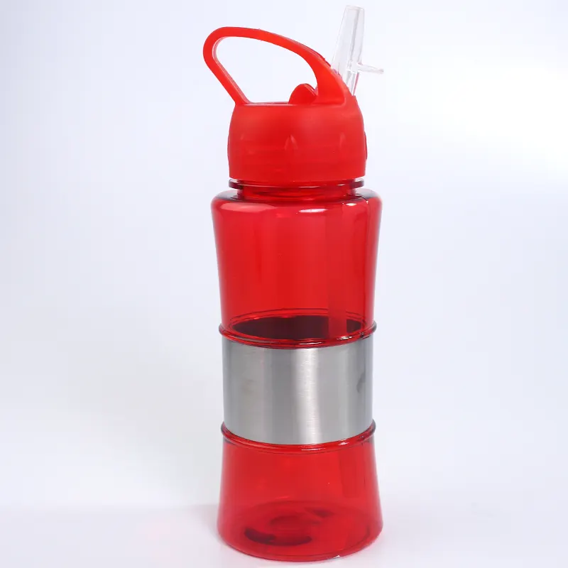 garrafa-plastica-450ml-faixa-inox-com-bico-cores-sortidas-15308 Garrafa Plástica 450ml Faixa Inox Com Bico Cores Sortidas - Imagem 1