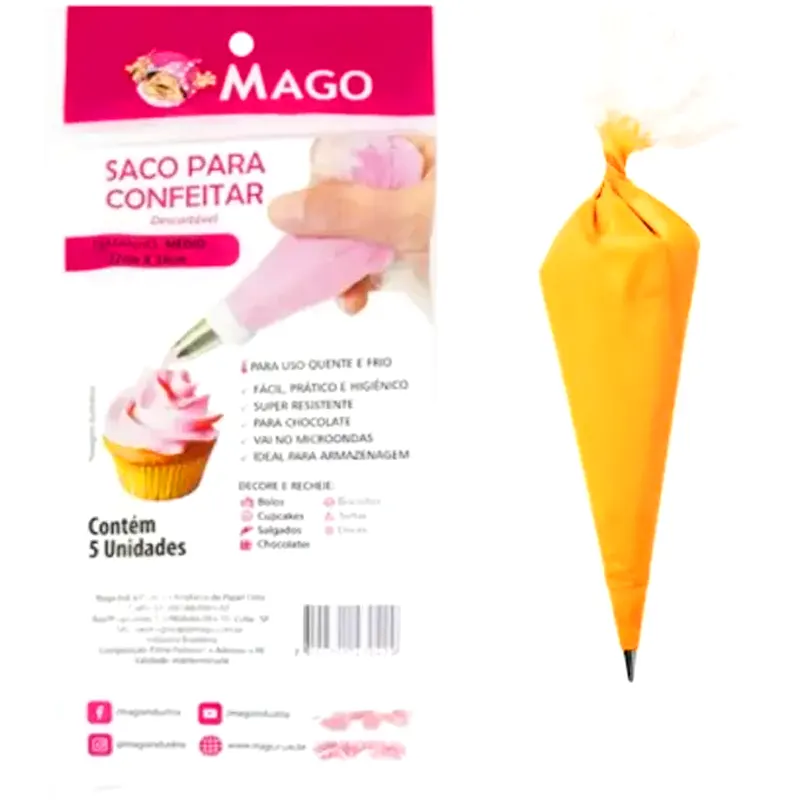 saco-de-confeitar-descartavel-medio-34x22cm-c-5-unid-mago-13309 PCT C/5 Sacos De Confeitar Médio (34x22cm) Descartável - Mago - Imagem 1