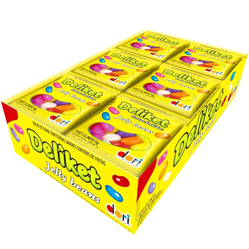 C-24-Deliket-Jelly-Beans-Frutas-Confeitadas-16g-Dori Caixa C/24 Deliket Jelly Beans Frutas Confeitadas 16g - Dori - Imagem 1