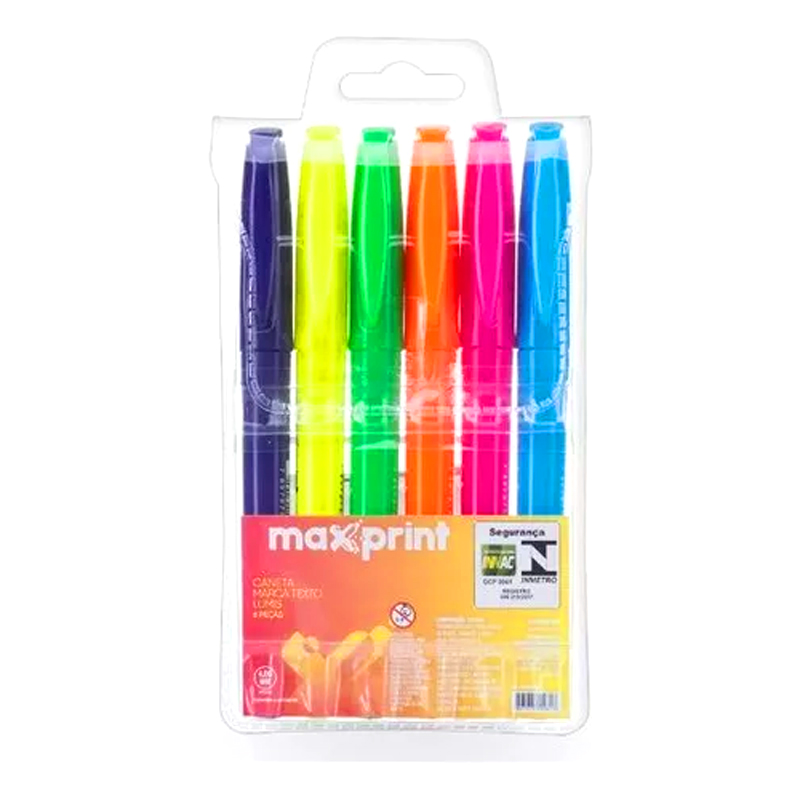 Estojo-C-6-Cores-Canetas-Marca-Texto-Lumis-Maxprint-1 Estojo C/6 Cores Canetas Marca Texto Lumis - Maxprint - Imagem 1