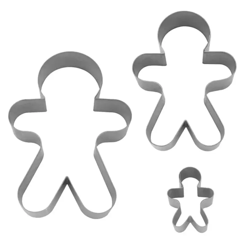 Kit-C-3-Cortadores-De-Inox-Boneco-Gengibre-Kafstar Kit 3 Cortadores De Inox Boneco Gengibre - Kafstar - Imagem 1