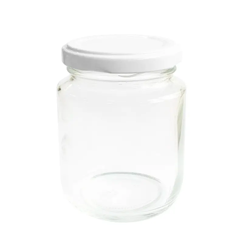 Pote-De-Vidro-218ml-C-Tampa-Metal-Branca-Unidade-Drex-1 Pote De Vidro 218ml C/Tampa Metal Branca Unidade - Drex - Imagem 1