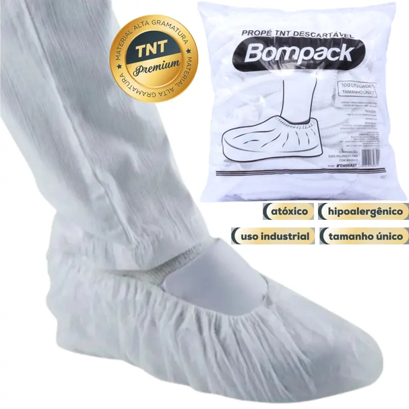 Propé-TNT-Branco-Tamanho-Único-C-100-Unidades-Bompack Propé TNT Branco Tamanho Único C/100 Unidades - Bompack - Imagem 1