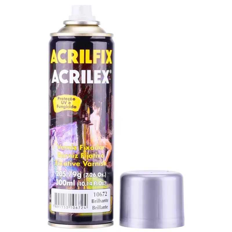 Verniz-Fixador-Spray-Brilhante-Acrilfix-300ml-Acrilex Verniz Fixador Spray Brilhante Acrilfix 300ml - Acrilex - Imagem 1
