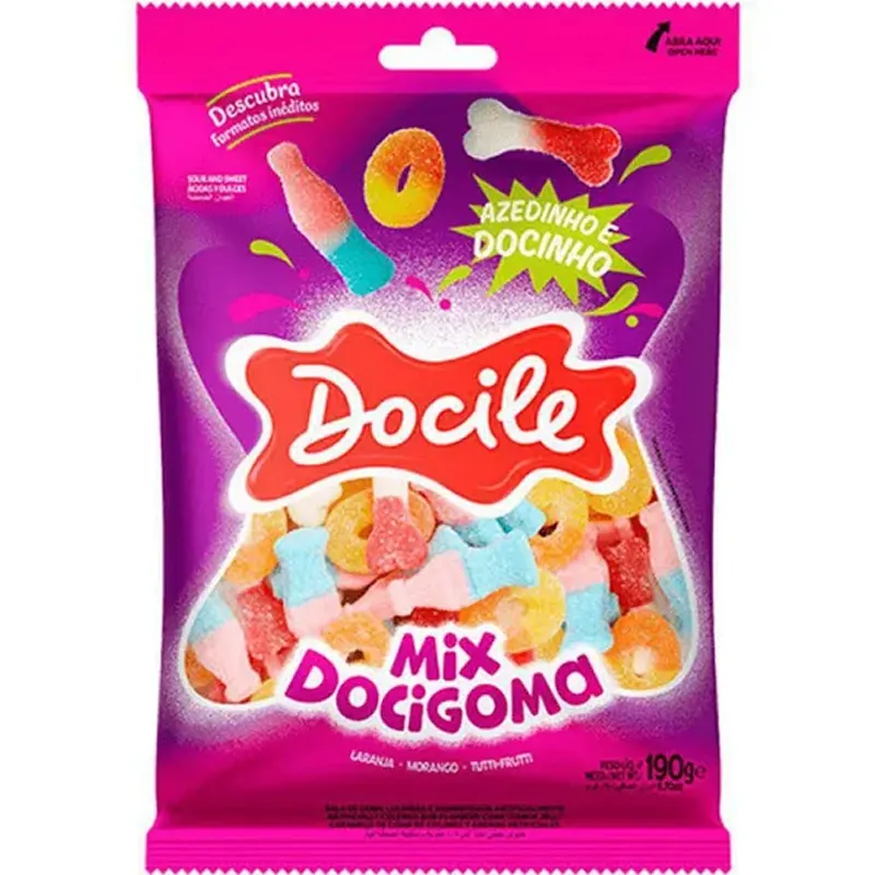 Balas-Docigoma-Mix-Azedinhas-e-Docinhas-190g-Docile Balas Docigoma Mix Azedinhas e Docinhas 190g - Docile - Imagem 1