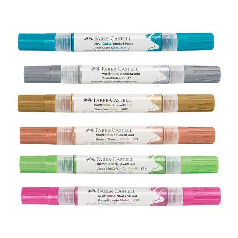 Marcador-Criativo-Multimark-2-Pontas-Shake&Paint-Metallic-Faber-Castell-1 Marcador Criativo Multimark 2 Pontas Shake&Paint Metallic - Faber-Castell - Imagem 1