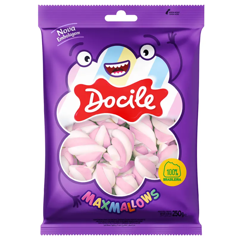 Marshmallow-Maxmallows-Twist-Rosa-Branco-Baunilha-250g-Docile-1 Marshmallow Maxmallows Twist Rosa/Branco Baunilha 250g - Docile - Imagem 1