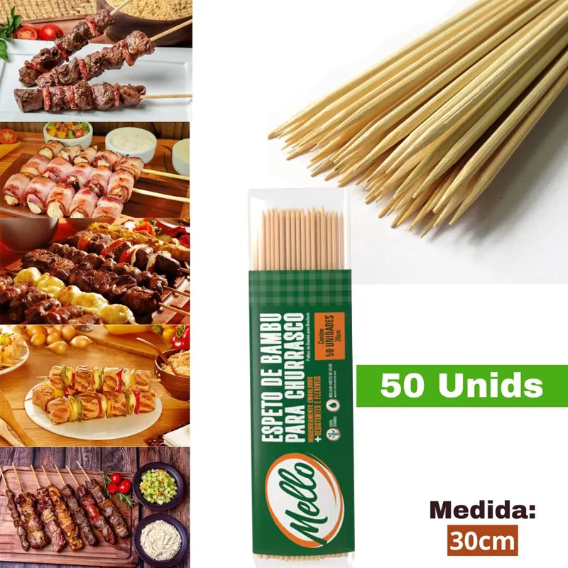 C-50-Espeto-de-Bambu-30cm-Pacote-Mello 50 Espetos de Bambu 30cm Pacote - Mello - Imagem 1