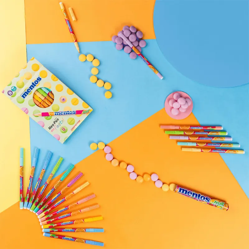 Canetinha-Hidrográfica-Gigante-Neo-Pen-Mentos-C-12-Cores-Pastéis-Compactor Canetinha Hid. 12 Cores Gigante Neo-Pen Pastel Mentos - Compactor - Imagem 1